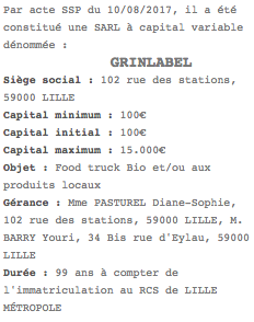 annonce legale lille sarl